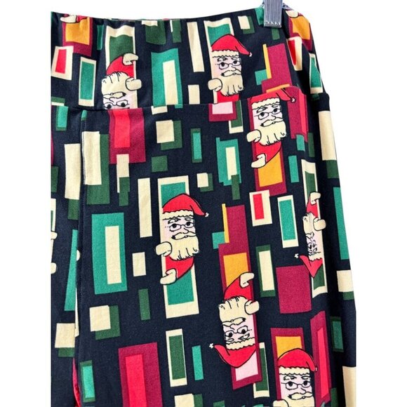 LuLaRoe Women's Black Green & Red Santa Clause Tights - Picture 3 of 7